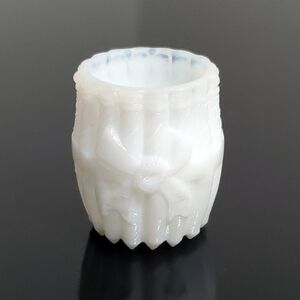 "Bow Knot" AKA "Bundled Cigars" White Milk Glass Toothpick Holder Wheeling W. VA